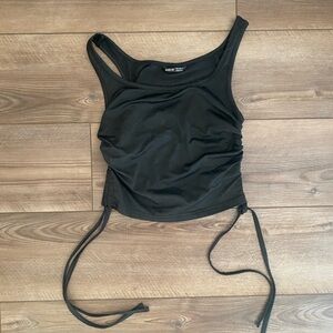 SHEIN Black Side Ruche Top